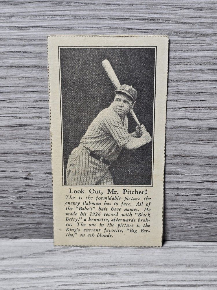 1928 Fro Joy Ice Cream Babe Ruth #2 Look Out Mr Pitcher NY Yankees HOF