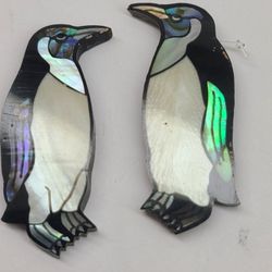 GENUINE IRIDESCENT NAUTILUS SHELL PENGUINS 