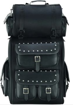 Sissy Bar Bag - Included All Weather Protection Rain Cover - Motorcycle Touring Bag - Black