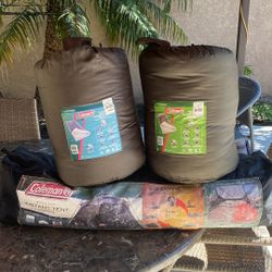 Coleman Instant Tent 4 Person And 2 Sleeping Bags Adults 