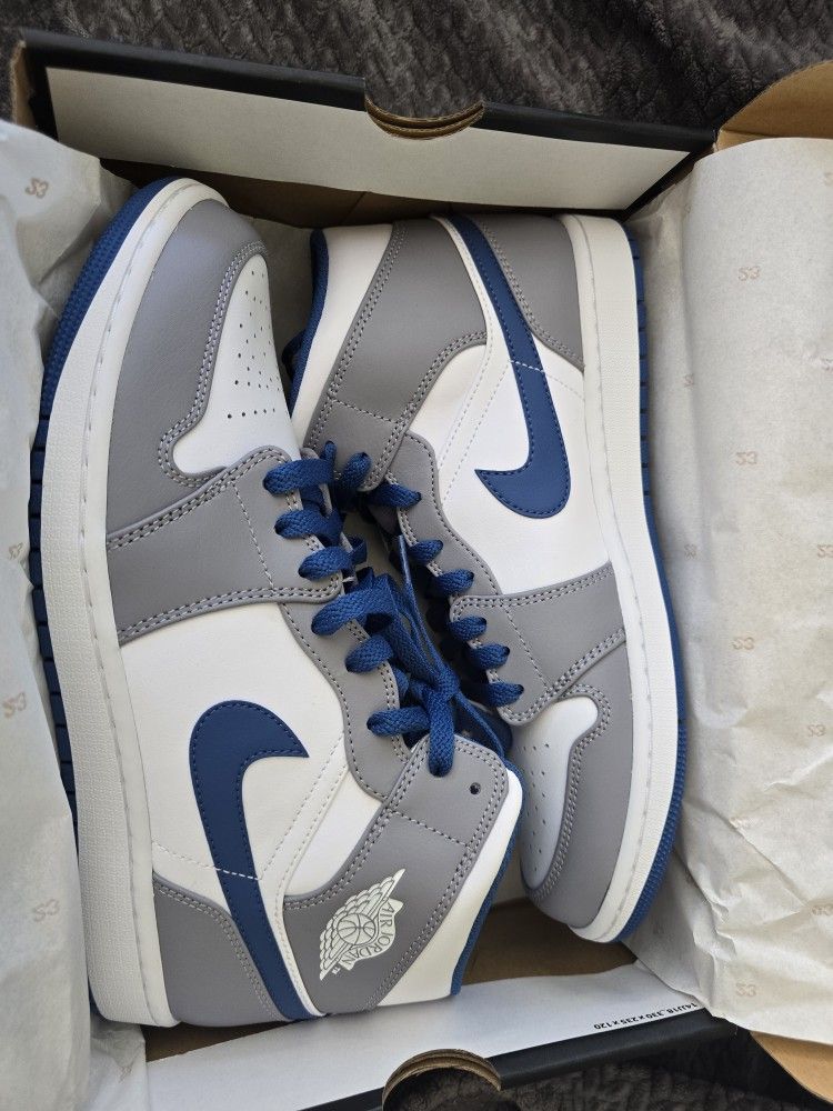 Nike Air Jordan 1's Cement Grey/White/Blue
