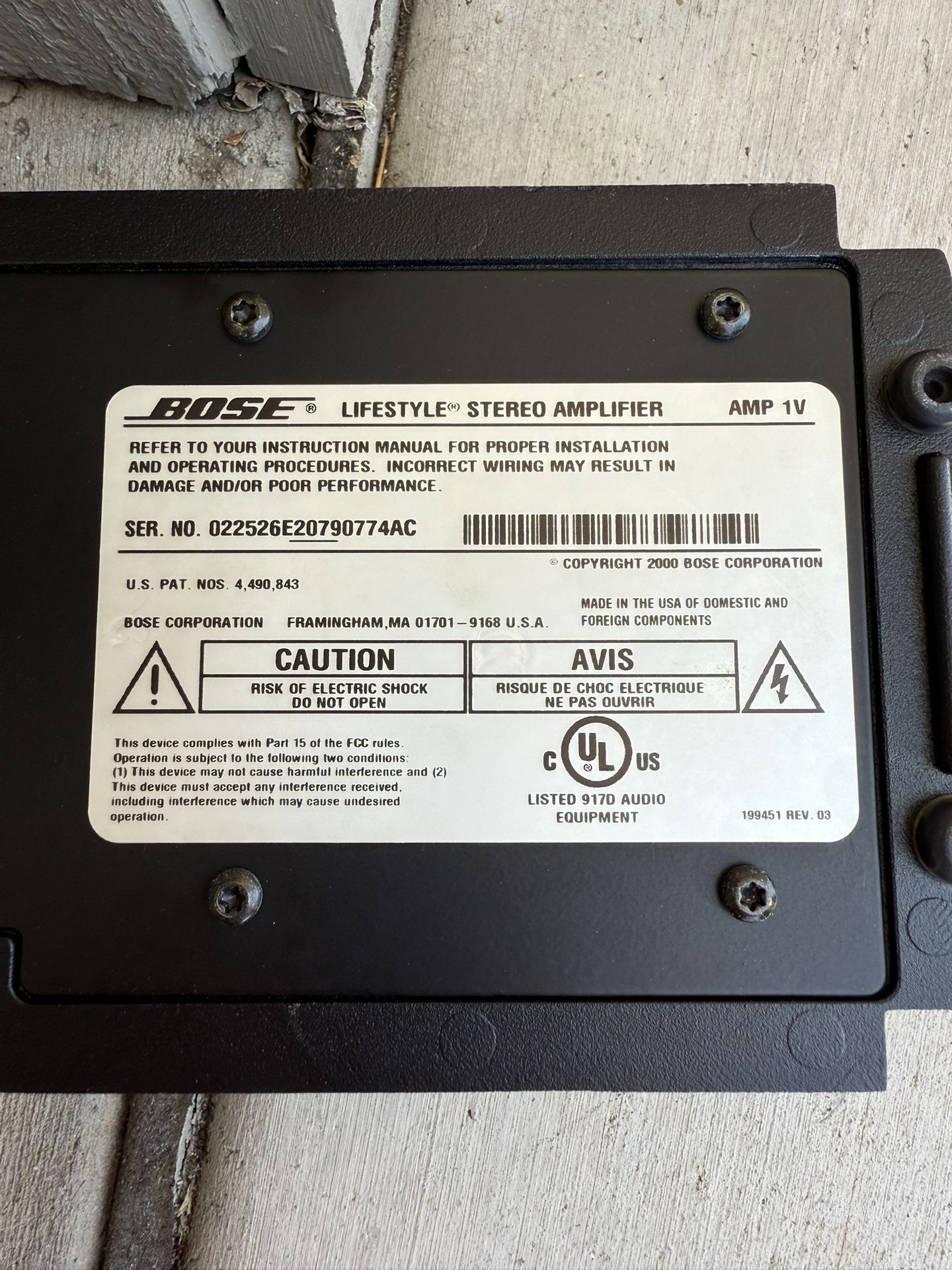 Bose lifestyle stereo amplifier.
