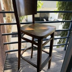 2 Wooden Bar Stools With Backrest