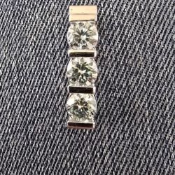 3.04 Ct Vvs1.3 Stone/Ice White Round Real Moissanite Diamond 925 Silver Pendant