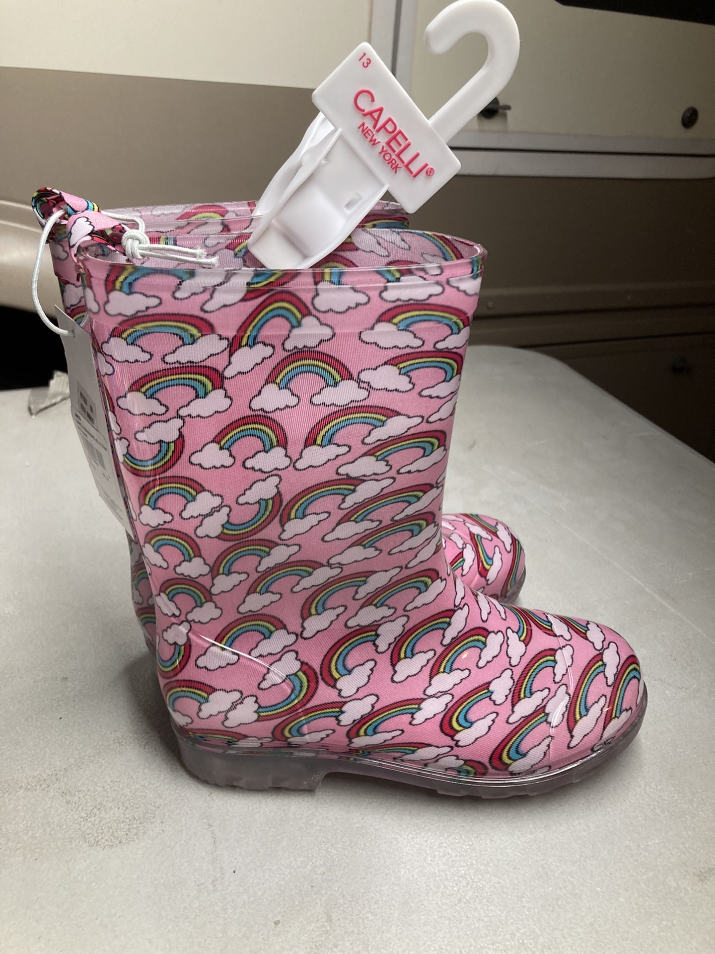 Kids Pink Rainbow Rain Boots