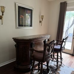 Real Wood Marble Bar Set 