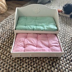 Real American Girl Doll White Trundle Bed 