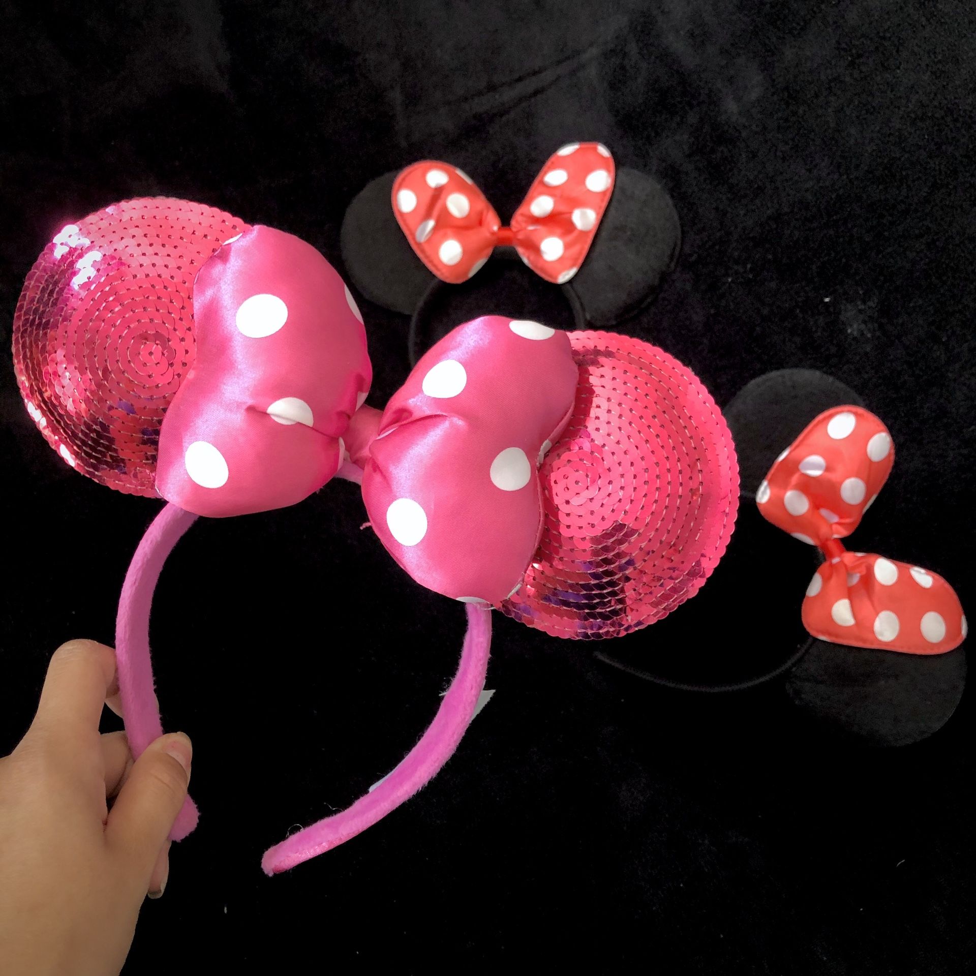 Pink Sequin Minnie Mouse Ear Headband Disney