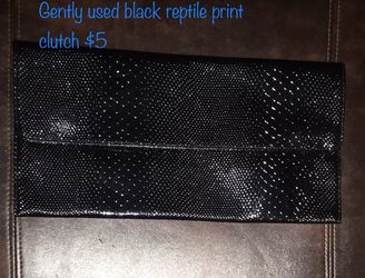 Gently used black reptile print purse $5