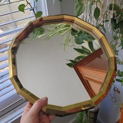 Vintage Hexadecagon Gold Frame Mirror 