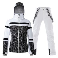 Women's Ski Jackets and Pants Set Windproof Waterproof Insulated Snowsuit Winter Warm Snowboarding Snow Coat Size- M