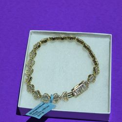 925 Silver Moissanite Bracelet Gold Plated 