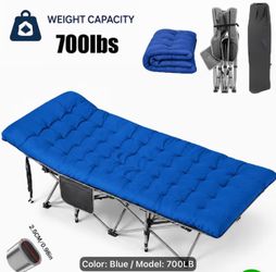 New Blue Upgraded Heavy Duty Extra thick mattress Cot - holds 700 lbs