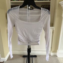 Ambiance white long-sleeve crop top