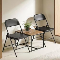 4 Pack Black Folding Chairs with Padded Cushion & Backrest, Comfortable Cushioned Seat with Durable Metal Frame, Portable Stackable Foldable Chair