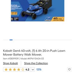 Kobalt Gen4 40-volt, (1) 6 Ah 20-in Push Lawn Mower