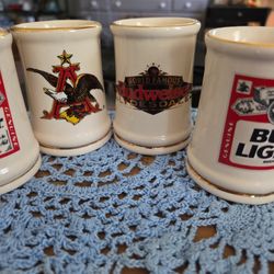 Set of 4 Vtg Budweiser Mini Steins (Shot Glasses)