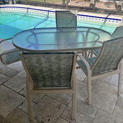 Aluminum Outdoor Dining Set & Rocking Chair
