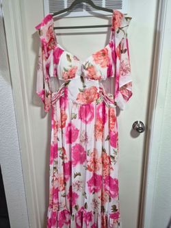 New pink & white chiffon dress 3x