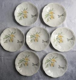 Lenox Butterfly Meadow Plates 6.5" Dragonfly with Flowers Set Of 7 Small Plate