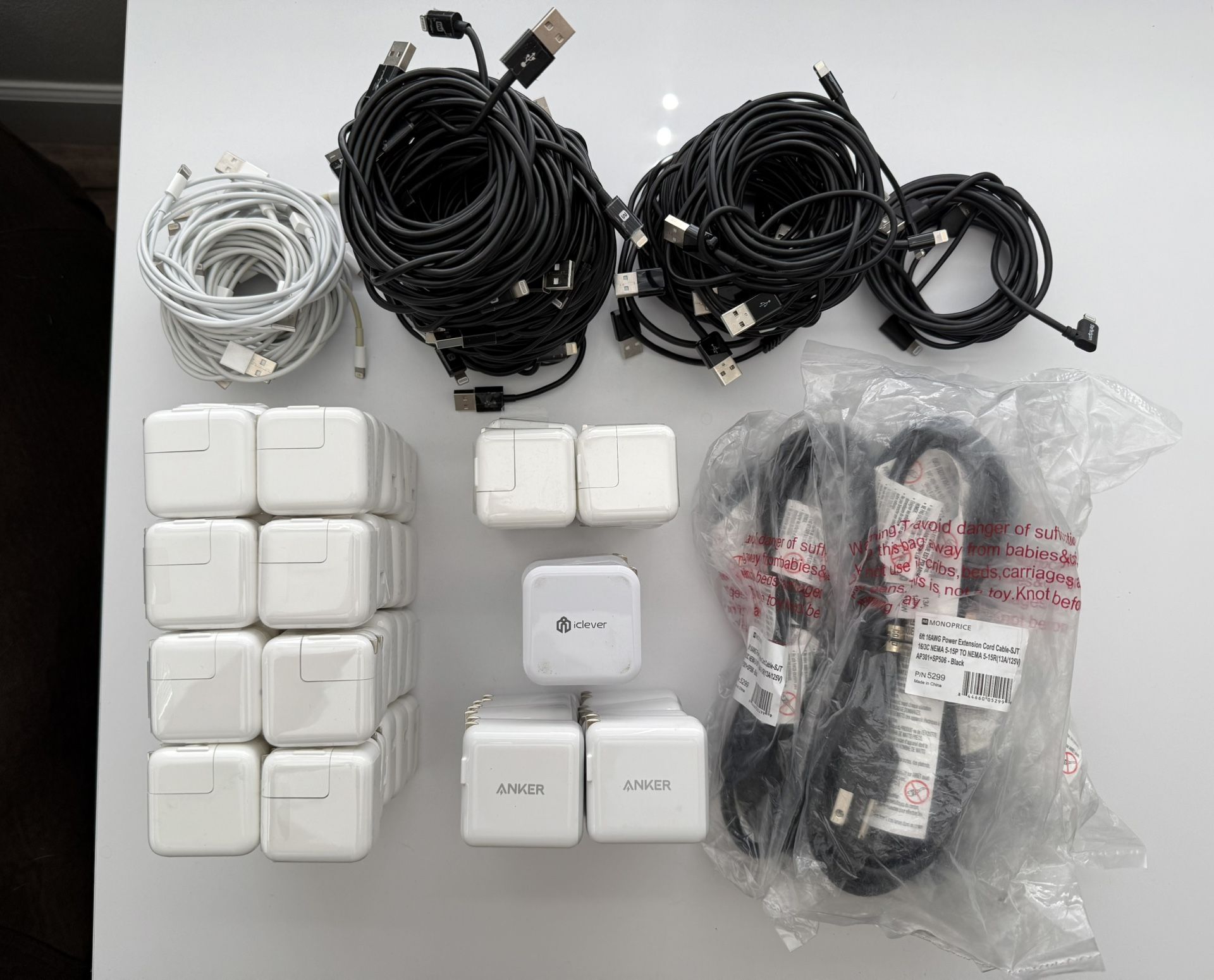 Assorted charges and cables