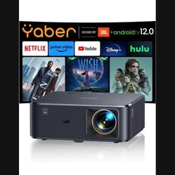 Projector 4K with Android TV, YABER K2s 800 ANSI WiFi 6 Bluetooth Projector, Sound by JBL, Dolby Audio, Auto Focus & Keystone, Native 1080P 4K Support