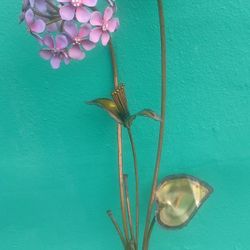 Copper Metal Floral Art On Quartz 
