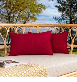 Kevin Textile Outdoor Waterproof 12”x20” Lumbar Pillow Covers 2 Pack, Red
Water Resistant, Soft Faux Linen-cotton Yarn-dyed Woven Texture Throw Pillow