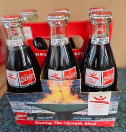 Vintage 1992 Barcelona Olympics Coca-Cola 6-pack Full Unopened 8 oz Bottles