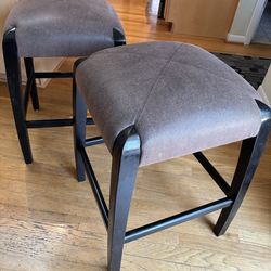 2 - Counter Height Leather Bar Stools