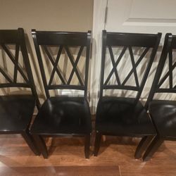 4 Wooden Dining Chairs- Blackish/Brown