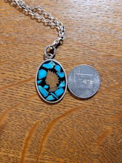 Vintage Sterling Silver And Turquoise Pendent
