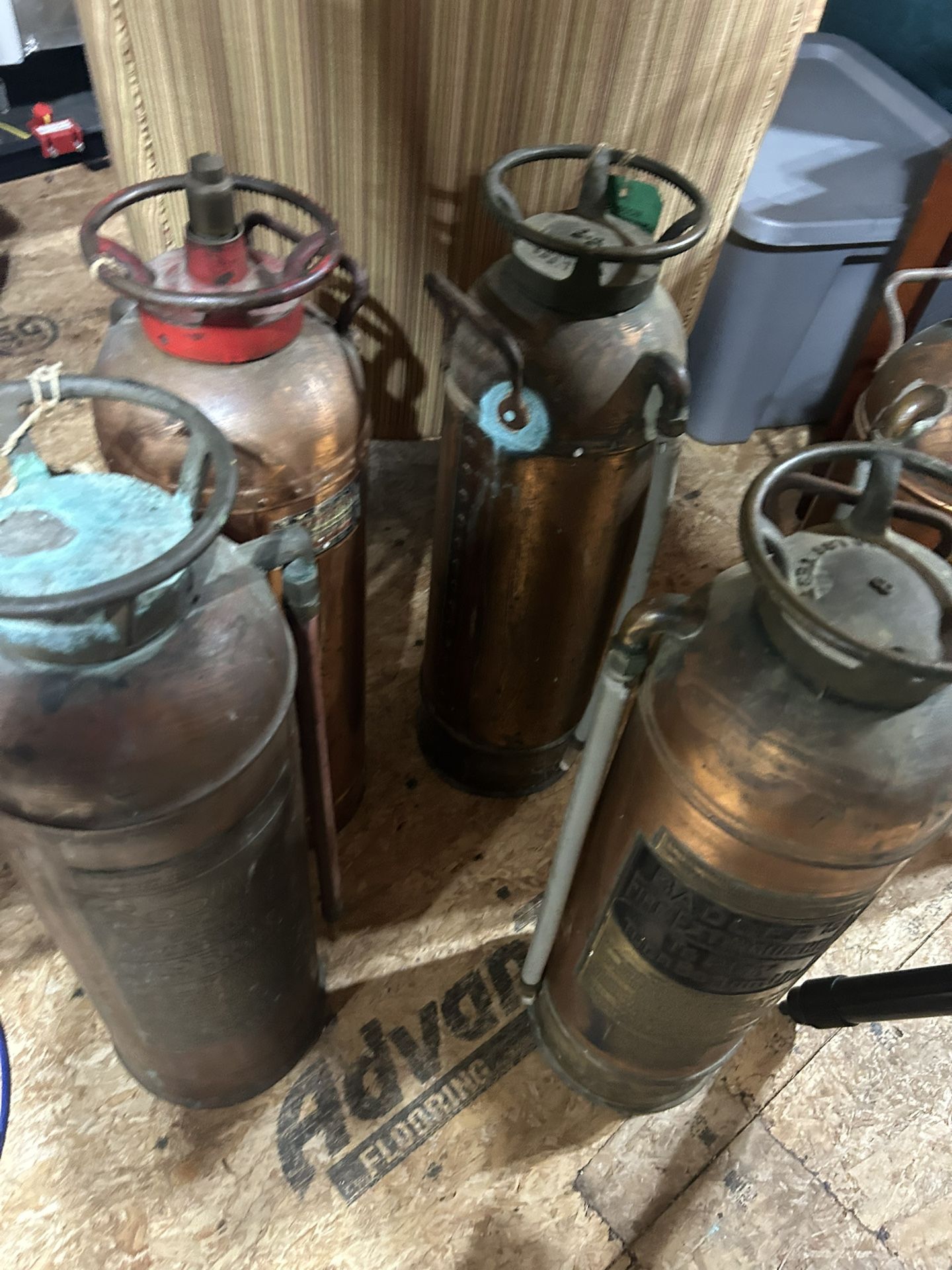 5 Brass Extinguishers.  