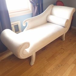 White Chaise Lounge Chair 71"