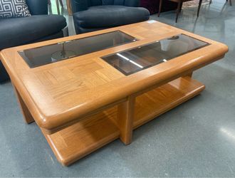 1980’s Oak and Smoked Glass Coffee Table