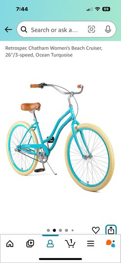 26 Inch Beach Cruiser Bike with 3 Speed, Adjustable Seat, Lightweight