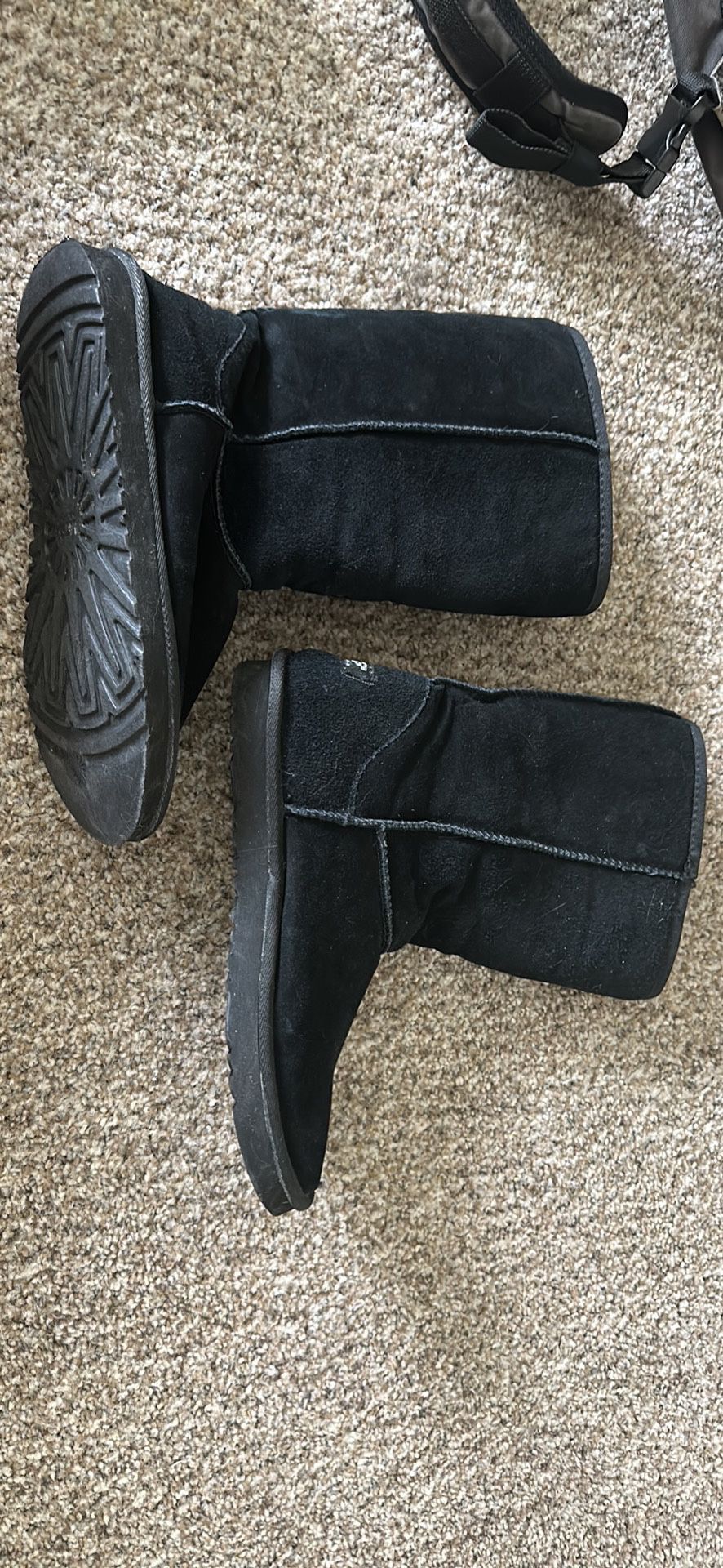 UGG Australia Black Boots S/N 5815 Leather Genuine Sheepskin Classic Tall US 10