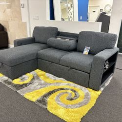 Gray Sleeper Sectional Couch W/ Pull-out Extension (new) For Sale 