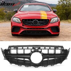 Fits 2017-2020 Benz E350 E450 E43 W213 E63 Style Front Grille Gloss Black Trim PP