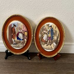 Vintage Staffordshire Wall Plaque England 6/8 In Set Of 2