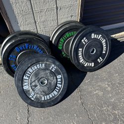 205lb one fit wonder Olympic rubber bumper weight set