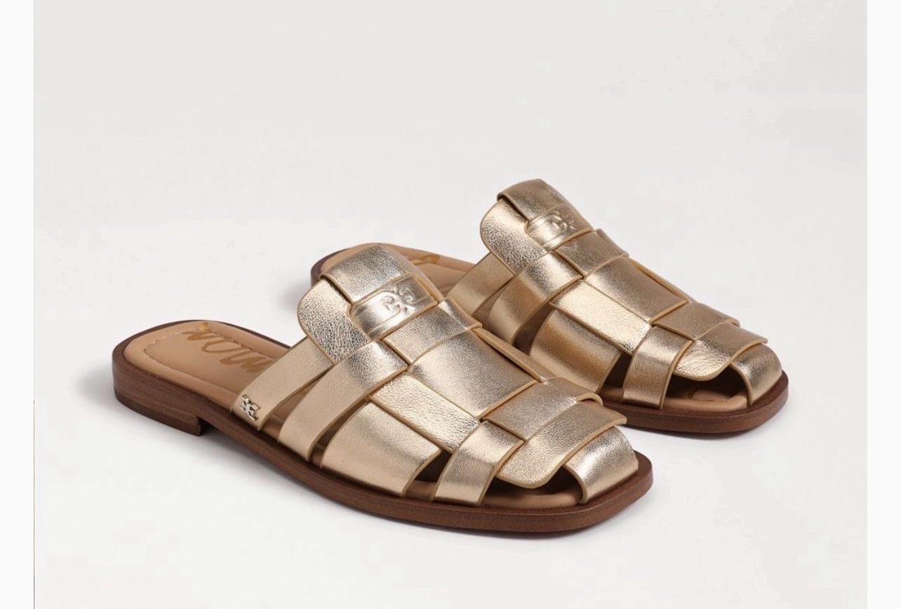 Sam Edelman Dina Fisherman Leather Slip On Mule Sandals