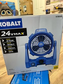 Kobalt 7-in High Velocity Indoor/Outdoor Personal Fan, Battery Powered, in Blue