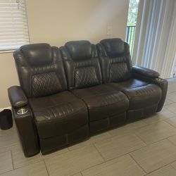 Leather Recliner Sofa Love Seat Powered