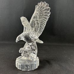 Vintage Goebel 1987 Frosted Crystal Flying Eagle Bird Figurine Germany Signed