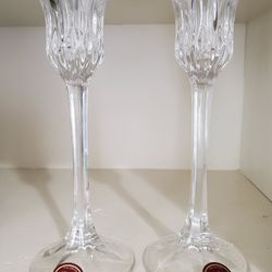 Gorham Lenox  Full Lead Crystal Candlestick Holders In Althea Pattern Made In Germany 8 1/2 in