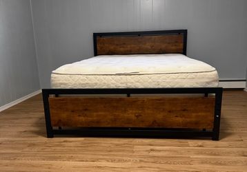 Spare Room /Rustic Industrial Queen Headboard / Footboard / Frame