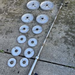 Olympic Weight Plates And Barbell 