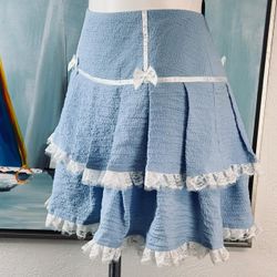 SHEIN Women's Blue and White Skirt(12082)