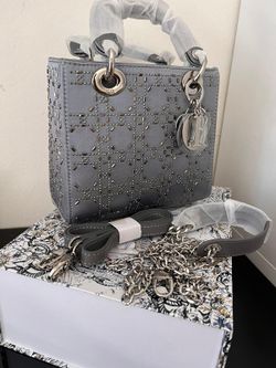 Gray Strass Cannage Satin / Luxury Designer Bags / Purse / Belt / Wallet For Man / Cartera De Disenador / Louis / GG / CD